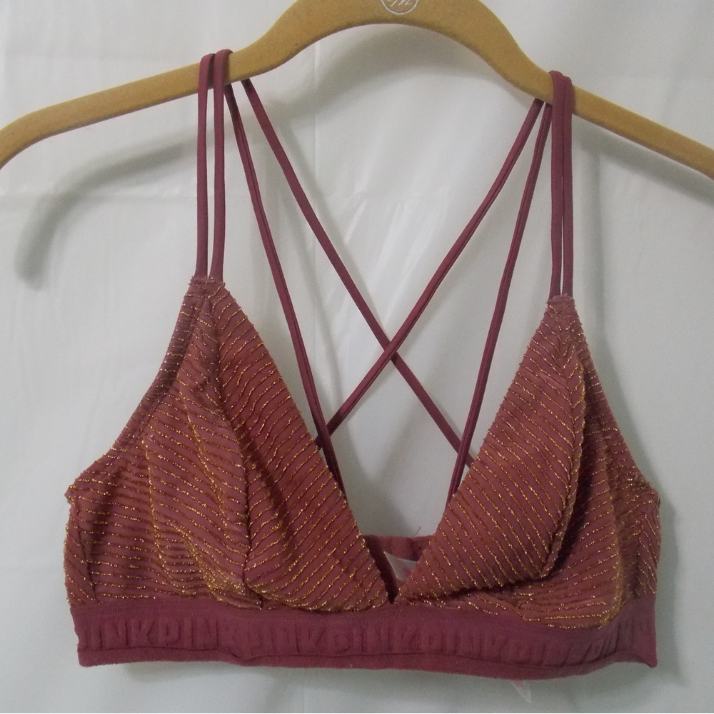 PINK rose and gold unlined bra in a size large